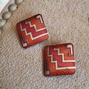 Enamel Earrings in Pink and Orange